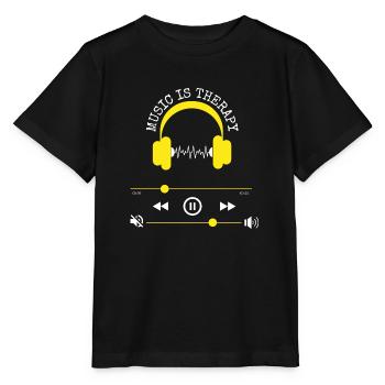 Music is therapy - Stanley/Stella MINI CREATOR Kids’ T-Shirt - black - Front - Mikhail (115cm)