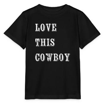 Cowboy, Saint-Valentin, Look assorti, paire assortie - T-shirt bio MINI CREATOR Stanley/Stella Enfant - noir - Devant - Mikhail (115cm)
