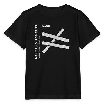 Flugplatz EDXF Design mit Namen und Koordinaten - Stanley/Stella Kinder T-Shirt MINI CREATOR  - Schwarz - Vorne - Mikhail (115cm)