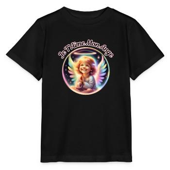 Je T Aime Mon Ange 5 - T-shirt bio MINI CREATOR Stanley/Stella Enfant - noir - Devant - Mikhail (115cm)
