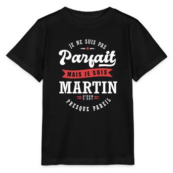Martin Parfait Cadeau prenom martin - T-shirt bio MINI CREATOR Stanley/Stella Enfant - noir - Devant - Mikhail (115cm)