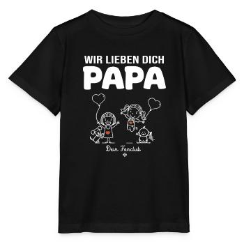Wir lieben dich Papa dein Fanclub 2 Mädchen - Stanley/Stella Kinder T-Shirt MINI CREATOR  - Schwarz - Vorne - Mikhail (115cm)