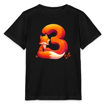Kinderdesign Fuchs – Kreative Tierzahlen - Stanley/Stella Kinder T-Shirt MINI CREATOR  - Schwarz - Vorne - Mikhail (115cm)