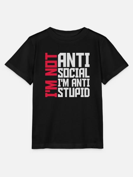 not antisocial anti stupid - Stanley/Stella Kinder T-Shirt MINI CREATOR - Schwarz