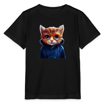 Chat avec pull - T-shirt bio MINI CREATOR Stanley/Stella Enfant - noir - Devant - Mikhail (115cm)