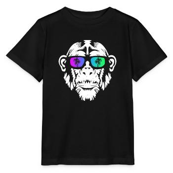 Monkey Affe Urlaub Sonnenbrille Gute Laune Musik A - Stanley/Stella Kinder T-Shirt MINI CREATOR  - Schwarz - Vorne - Mikhail (115cm)