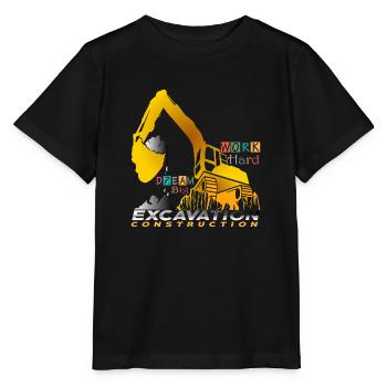Excavator Work Hard Dream Big - Stanley/Stella MINI CREATOR Kids’ T-Shirt - black - Front - Mikhail (115cm)