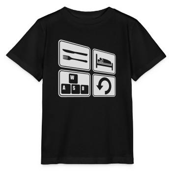 Repeat computer gaming daily - Stanley/Stella MINI CREATOR Kids’ T-Shirt - black - Front - Mikhail (115cm)