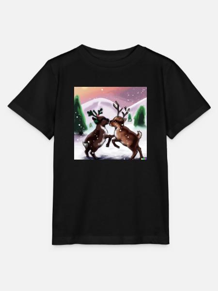 Zwei verspielte Rentiere - Stanley/Stella Kinder T-Shirt MINI CREATOR - Schwarz