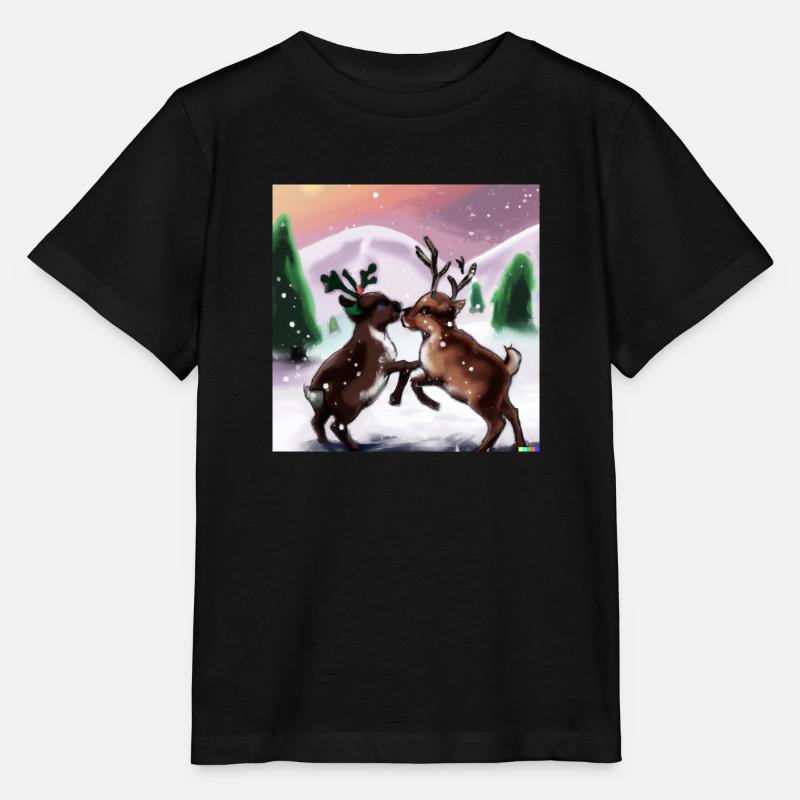 Zwei verspielte Rentiere - Stanley/Stella Kinder T-Shirt MINI CREATOR - Schwarz