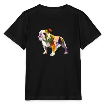 Origami Geometrie Bulldog bunt modern arty - Stanley/Stella Kinder T-Shirt MINI CREATOR  - Schwarz - Vorne - Mikhail (115cm)