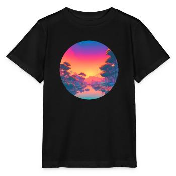 Horizon Dreams: A Synthwave Escape (Circle) - Stanley/Stella MINI CREATOR Kids’ T-Shirt - black - Front - Mikhail (115cm)