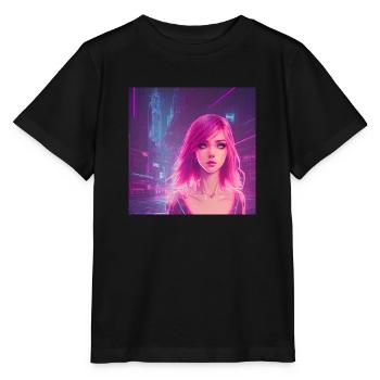Neon City Nights: A Synthwave Romance - Stanley/Stella MINI CREATOR Kids’ T-Shirt - black - Front - Mikhail (115cm)