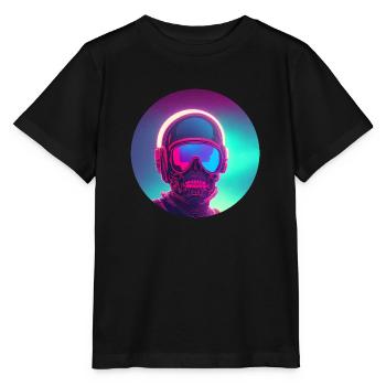 Neon Skull Rider: A Synthwave Tribute (Circle) - Stanley/Stella MINI CREATOR Kids’ T-Shirt - black - Front - Mikhail (115cm)