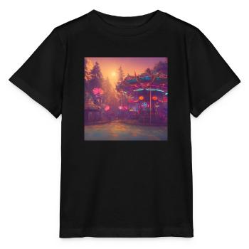 Retro Fun Fair: A Synthwave Wonderland - Stanley/Stella MINI CREATOR Kids’ T-Shirt - black - Front - Mikhail (115cm)