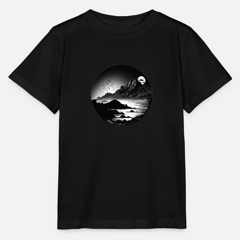Black White Mountain - Stanley/Stella Kinder T-Shirt MINI CREATOR  - Schwarz