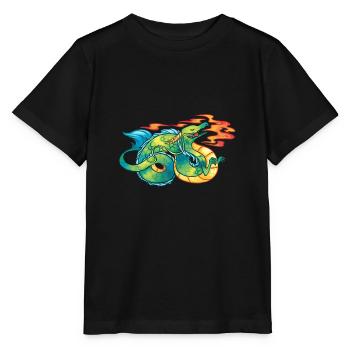 Dragon Fire T-Shirt - Stanley/Stella Kinder T-Shirt MINI CREATOR  - Schwarz - Vorne - Mikhail (115cm)
