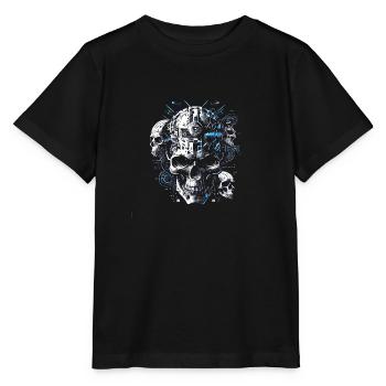 Crâne rétro futuriste Crâne Cyborg - T-shirt bio MINI CREATOR Stanley/Stella Enfant - noir - Devant - Mikhail (115cm)