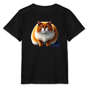 Fette Katze mit flauschigem Fell - Stanley/Stella Kinder T-Shirt MINI CREATOR  - Schwarz - Vorne - Mikhail (115cm)