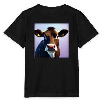 Vache brune sur fond coloré - T-shirt bio MINI CREATOR Stanley/Stella Enfant - noir - Devant - Mikhail (115cm)