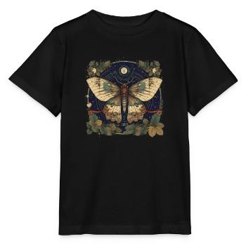 Mystical moth with magical herbarium - Stanley/Stella MINI CREATOR Kids’ T-Shirt - black - Front - Mikhail (115cm)