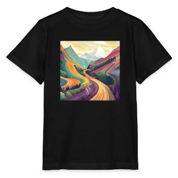 Cycliste en montée au coucher du soleil - T-shirt bio MINI CREATOR Stanley/Stella Enfant - noir - Devant - Mikhail (115cm)