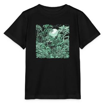 Jungle Motiv Hellgrün - Stanley/Stella Kinder T-Shirt MINI CREATOR  - Schwarz - Vorne - Mikhail (115cm)