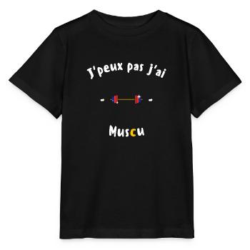 J peux pas j ai Muscu - T-shirt bio MINI CREATOR Stanley/Stella Enfant - noir - Devant - Mikhail (115cm)