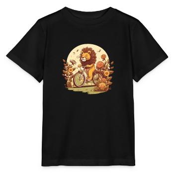 Löwe auf dem Fahrrad - Stanley/Stella Kinder T-Shirt MINI CREATOR  - Schwarz - Vorne - Mikhail (115cm)