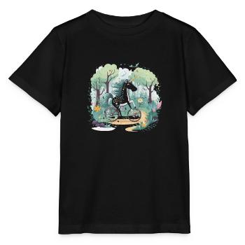 Einhorn auf dem Fahrrad - Stanley/Stella Kinder T-Shirt MINI CREATOR  - Schwarz - Vorne - Mikhail (115cm)