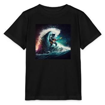 Surfen im Weltraum - Stanley/Stella Kinder T-Shirt MINI CREATOR  - Schwarz - Vorne - Mikhail (115cm)