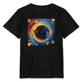 Circular Abstraction of the Solar System - Stanley/Stella MINI CREATOR Kids’ T-Shirt - black - Front - Mikhail (115cm)