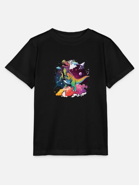 Interstellarer Dino - Stanley/Stella Kinder T-Shirt MINI CREATOR - Schwarz