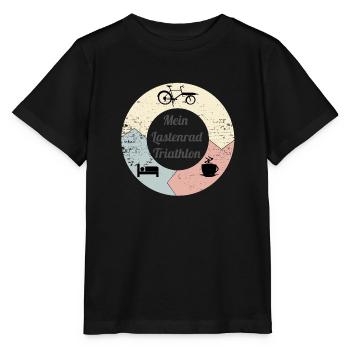 Lastenrad Triathlon, eat sleep repeat - Stanley/Stella Kinder T-Shirt MINI CREATOR  - Schwarz - Vorne - Mikhail (115cm)