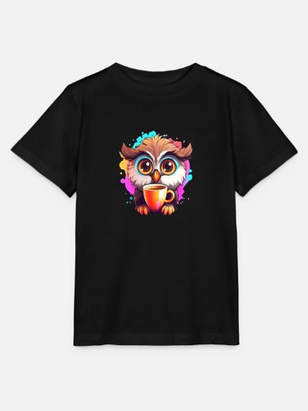 Niedliche Wachsame Eule | Nachtschwärmer Eule - Stanley/Stella Kinder T-Shirt MINI CREATOR - Schwarz