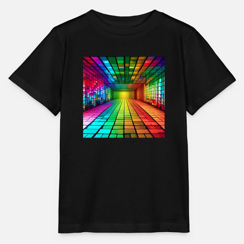 3D-Regenbogen-Quadrate - Stanley/Stella Kinder T-Shirt MINI CREATOR  - Schwarz