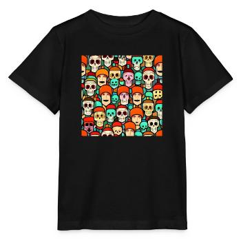 Colorful Skulls Patern - Stanley/Stella MINI CREATOR Kids’ T-Shirt - black - Front - Mikhail (115cm)
