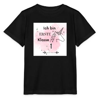 Erste Klasse Einhorn - Stanley/Stella Kinder T-Shirt MINI CREATOR  - Schwarz - Vorne - Mikhail (115cm)