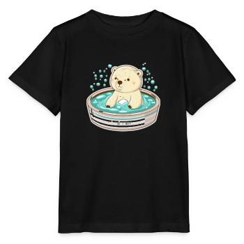 Ours polaire relaxant - T-shirt bio MINI CREATOR Stanley/Stella Enfant - noir - Devant - Mikhail (115cm)