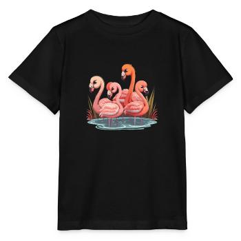 Flamingo-Flock - Stanley/Stella Kinder T-Shirt MINI CREATOR  - Schwarz - Vorne - Mikhail (115cm)