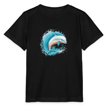 Delfine verspielter Sprung - Stanley/Stella Kinder T-Shirt MINI CREATOR  - Schwarz - Vorne - Mikhail (115cm)