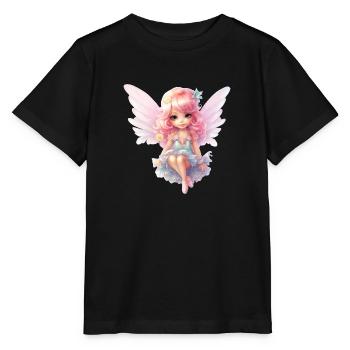 Fairy Girl Fairy Tale Cute Fairy Angel Girl Kids - Stanley/Stella MINI CREATOR Kids’ T-Shirt - black - Front - Mikhail (115cm)
