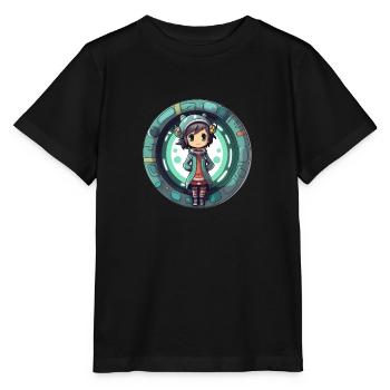 Cute Cartoonish Dimension Traveler Standin - Stanley/Stella Kinder T-Shirt MINI CREATOR  - Schwarz - Vorne - Mikhail (115cm)