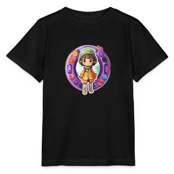 mauel A sticker of a cute cartoonish dimension tr - Stanley/Stella Kinder T-Shirt MINI CREATOR  - Schwarz - Vorne - Mikhail (115cm)