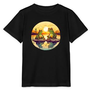 Deux grenouilles profitent des rayons du soleil - T-shirt bio MINI CREATOR Stanley/Stella Enfant - noir - Devant - Mikhail (115cm)
