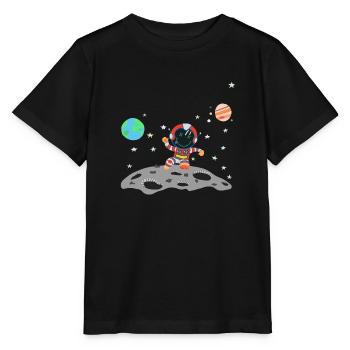 astronaute rouge blanc - T-shirt bio MINI CREATOR Stanley/Stella Enfant - noir - Devant - Mikhail (115cm)