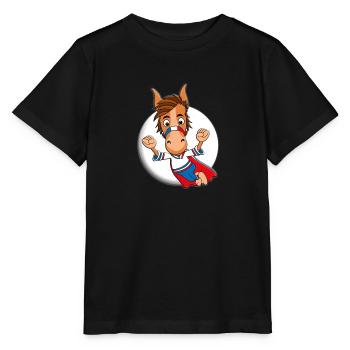 PFERD - SUPERHELD - MONDSCHEIN - HELD - PONY - Stanley/Stella Kinder T-Shirt MINI CREATOR  - Schwarz - Vorne - Mikhail (115cm)