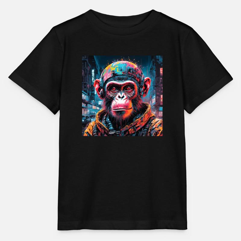 singe cyberpunk - T-shirt bio MINI CREATOR Stanley/Stella Enfant - noir