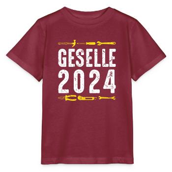 Geselle 2024 - Stanley/Stella Kinder T-Shirt MINI CREATOR  - Burgunderrot - Vorne - Kain (125cm)