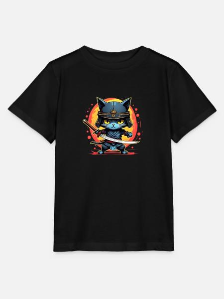 Ninja Katze #2 - Stanley/Stella Kinder T-Shirt MINI CREATOR  - Schwarz